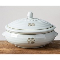 여주도자기 희고백자 찜기 뚜껑 있는 전통 죽그릇 탕기 한식기, 희고백자찜기 대(뚜껑+하부)