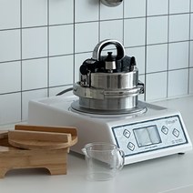 한국가스테크 스마트 밥돌이킹IH 전기돌솥밥기계 1구 취사기계 스텐압력솥 KGE-001IH, [화이트] 1인 가마솥+왁구+대나무뚜껑