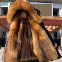 남자 겨울 모조 밍크 털 라이너 하프 모피 코트 재킷