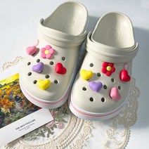 [10pcs 무료배송] 플라워하트통통 크록스 신발파츠 세트 신발 장식 슬리퍼장식