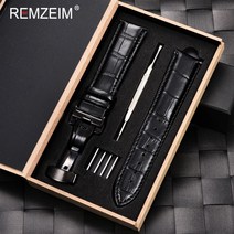 REMZEIM WATCHBAND 16 17 18 19 20 21 22 23 24MM 송아지 가죽 스트랩 시계 밴드 액세서리