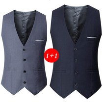 봄가을 빅사이즈 남성 정장 조끼 민소매 양복 상의 슬림핏 베스트 1+1 4C941