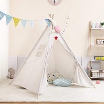 에어텐트 원터치 그늘막 감성 돔텐트 135m 큰 어린이 텐트 Wigwam 휴대용 인도 Tipi 실내 아기 놀이터 Foldable 작은 집 Teepee 룸 장식, Tent003-White+1.35M