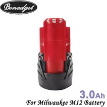밀워키배터리 bonadget 12v 3.0ah 3000mah 충전식 배터리 밀워키 m12 xc 무선 도구 48-11-2402 48-11-2411 48-11-2401 호환, 1팩, 1개