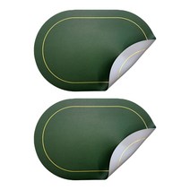 양면 방수 PU 가죽 테이블매트 업그레이드 2세대, 그린/그레이 2P