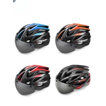 자전거 헬멧 고글헬멧 어반 일체형 에어로 MTB 산악 고글, 마그네틱레드및블랙(렌즈2개)멀티컬러렌즈