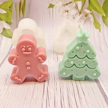 3d 크리스마스 트리 실리콘 캔들 금형 diy 수제 눈사람 촛불 금형 공예 금형 몰드, 1