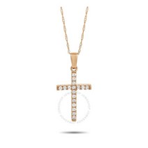 Lb Exclusive 전용 14K 로즈 골드 0.15 ct 다이아몬드 크로스 펜던트 목걸이 여성18k목걸이 여성목걸이악세사리 PC4-10128R-II7p5p9vrl