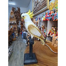 [소품팩토리]목각 앵무새인형 노랑 왕관앵무 새장식소품 인테리어소품