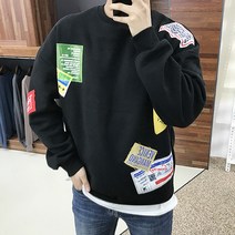 리턴옴므 남자 겨울 기모 멀티 패치 라운드 맨투맨