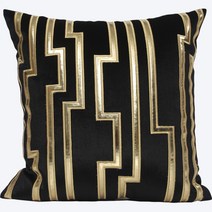 북유럽 수입 명품 인테리어 쇼파 쿠션 말 그림 H로고 오렌지 골드 프렌치 벨벳 가죽, 코어 포함 50X50cm, P003 블랙 패치 가죽 자수, T