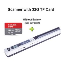책스캔 북스캔 IScan 휴대용 스캐너 문서 A4 책 컬러 사진 이미지 핸드 헬드 지원 JPG PDF TF 카드 배터리, 11 White with 32G Card