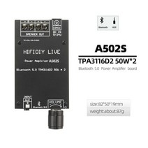 방송 음향 오디오 출력 증폭기 스피커hifidiy 라이브 블루투스 5.0 aux tpa3116 디지털 전력 보드 2x 50w 100w 스테레오 앰프 모듈 홈 뮤직 1002, A502S TPA3116 50W