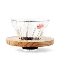 하리오 V60 글라스 드리퍼 01 올리브우드 VDG-01-OV, 단품