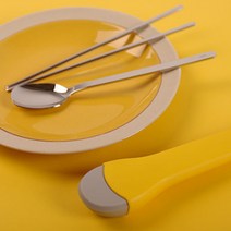 레써니 휴대용수저세트 실리콘수저케이스 숟가락 젓가락 캠핑 도시락 어린이 NEPA 4컬러, 옐로우