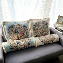 자가드 쿠션 등쿠션 사탕쿠션 방석 인테리어 쇼파 쿠션, 블루사탕쿠션