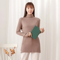 사입자mall HA 옆트임 줄지 롱폴라티 여성 니트 롱 터틀넥