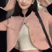 메이리앤 여성 하객룩 노카라 크롭 재킷 아모르 트위드자켓