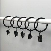 민스리빙 커튼링 집게 세트 10P 25mm 32mm, 커튼집게링(32mm블랙10p)