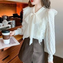 [Sealang]여성 오피스룩 리본 레이스 긴팔 셔츠 봄가을 bg3zhuo218