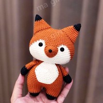 인형 뜨개질 세트 DIY 키트 코바늘 손뜨개 동영상 튜토리얼, 작은여우, 1개
