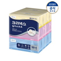 크리넥스 실크소프트 미용티슈 180매 X6팩 X1팩 /화장지 /미용티슈 /총6팩, 단품