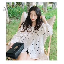 [Anteater]여자 봄 빅사이즈 블라우스 A라인 퍼프소매 셔츠 xin217BG6