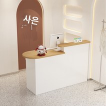카페카운터 DIY 계산대 프론트 조립식 수납 인포데스크 소형, 90x50x105cm, A.황금색 비단 나무   흰색 캐비닛(호가 오른쪽을 향