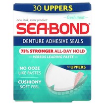SeaBond Denture Adhesive Seals Fresh Mint 30 Uppers, 30 개