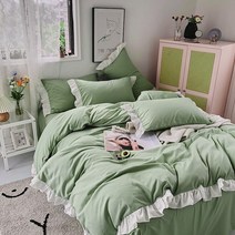 (침구 커버 세트)빅 레이스 침대 4종 세트 전면 순면 침대 스커트형 빈티지이불 커버 커버 시트형 논슬립 침대덮다이불 커버+베개커버