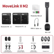 asmr마이크 아이돌 방송용 Godox-morelink II M1 M2 무선 소형 마이크 휴대폰 카메라용 2.4GHz 송신기 수, 10 M2II Black -Support