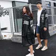 여행 캠핑 일체형 EVA 레인코트 우비 방수 커플 레터링 우의 비옷, ONS-RC600-Lㅡ블랙