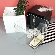 아크릴상자 오픈형 수납함 다용도 정리함 케이스 화장대 디피용 투명 컬러 박스 트레이, 20x20x20cm 5T, 백색
