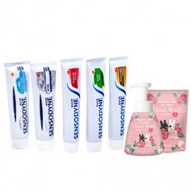 센소다인 치약 4P+가스파드 핸드워시 로즈향 오리지널 후레쉬 멀티케어 화이트 딥클린 프라그 구취제거, M0138세트