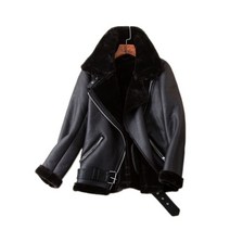 루즈핏 하이넥 무스탕 겨울 코트 두께 인조 가죽 모피 양피 모피 가죽 자켓