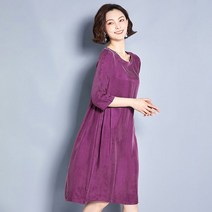 SJW 중년여성 여름원피스 무지 라운드 7부소매 루즈핏 미디 엄마원피스 40-60대 빅사이즈 12컬러