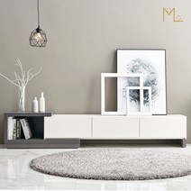 단테 익스텐션 확장형 낮은 거실장 TV다이 티비선반 거실TV장 TV장, 화이트