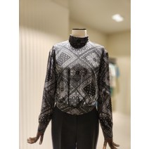 모조에스핀 프린팅 하이넥 블라우스 S212MSC018