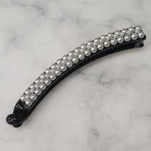 SUNNYDAY 진주 범벅 심플 슬림 일자 바나나핀 머리핀 삔/ 반머리 한묶음 반묶음 크림 컬러 블랙 여성 헤어핀 G1