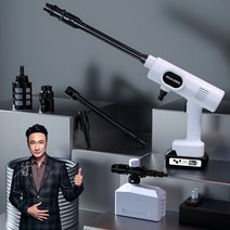 LAI BEN 무선세차기 가정용 고압세차 물총 리튬이온전지 타약기 스프링클러 세척 솔차신기, 화이트, 2배 가압 (배터리 1개+세차키트+가방)
