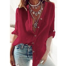 레니본블라우스 긴소매 블라우스 여성 레드 5XL 오버사이즈 코튼 린넨 패션 화이트 캐주얼 루즈 솔리드