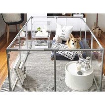 펫도어 울타리 아크릴 강아지 펜스 안전문 가림막, 블랙 124x62x69
