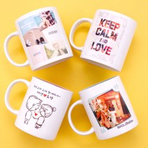 깨순이네 인증받은 포토머그컵 무료상자 성년의날 부부의날 결혼 답례품 부모님 선생님 선물 사진 소량 주문 제작, 하양