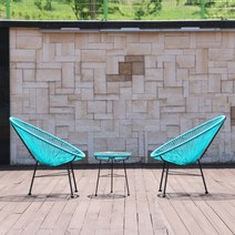 뉴코드고정 2인세트 아카풀코 야외용의자 테이블세트 카페 테라스 라탄 인테리어, 코드2인세트 블루