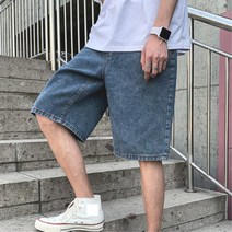 남성 주말룩 통넓은 7부 학생 청반바지 쉬운코디 10대
