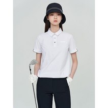 [빈폴골프] 여성 화이트 우븐믹스 블루종핏 반팔 티셔츠 (BJ2342A161)