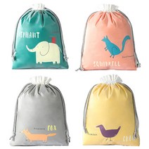 동물 디자인 다용도 방수파우치 복주머니 조리백 4P 1세트