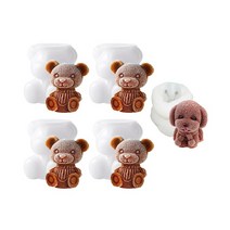 IAWI 곰돌이 얼음틀 4P + 강아지 얼음 1P 세트 홈카페 왕얼음 실리콘 몰드 아이스 트레이, 곰돌이 4P + 멍멍이 1P