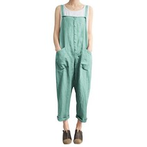 Gihuo 여성용 배기 루즈핏 면 안감 비브 오버롤 점프수트 블루. Small, Lightgreen, Medium