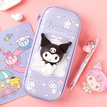 산리오 캐릭터즈 말랑말랑 입체 스퀴시 필통, 쿠로미(보라), 1개